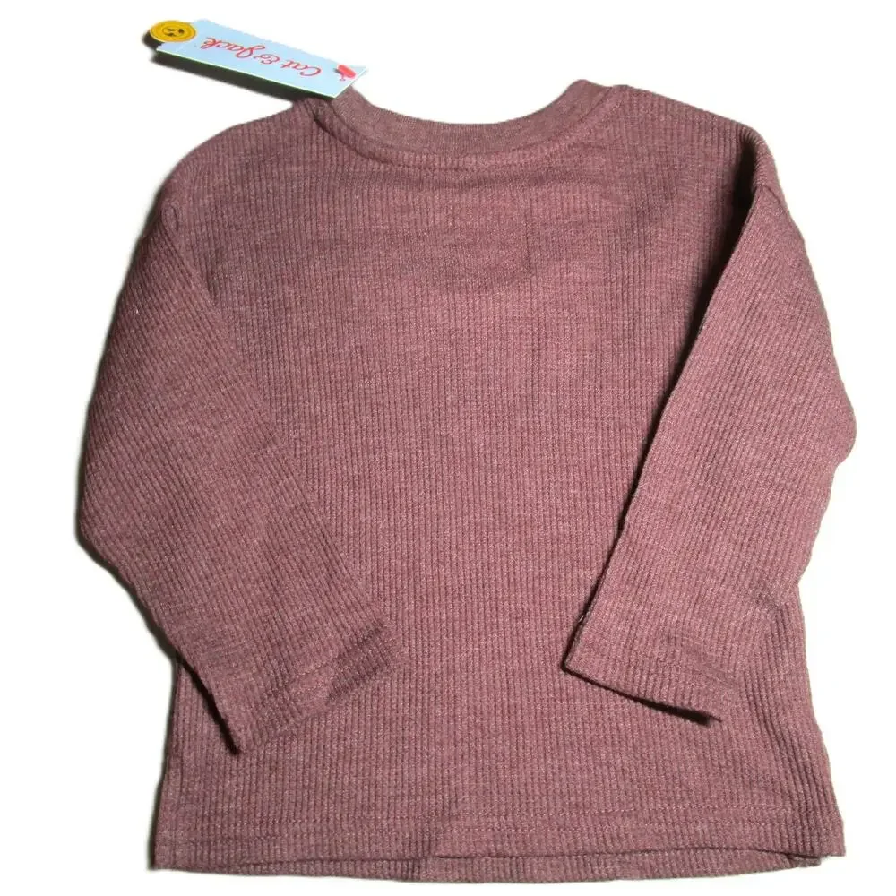 Cat & Jack Baby Boy Brown Waffle Knit Pullover Shirt Long Sleeve Size 12 months